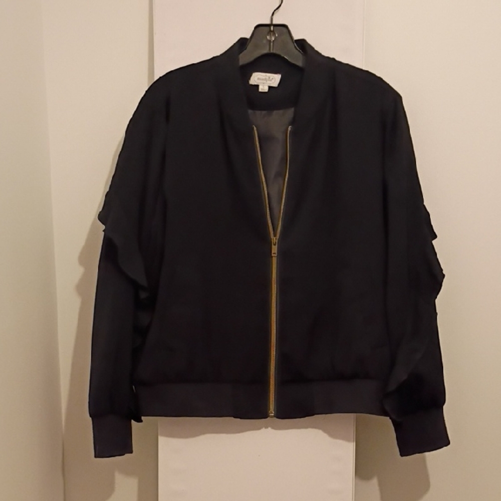 Mud pie Bomber Jacket ✨ Small ✨ Sweet Ruffle Detail At Sleeves And Back